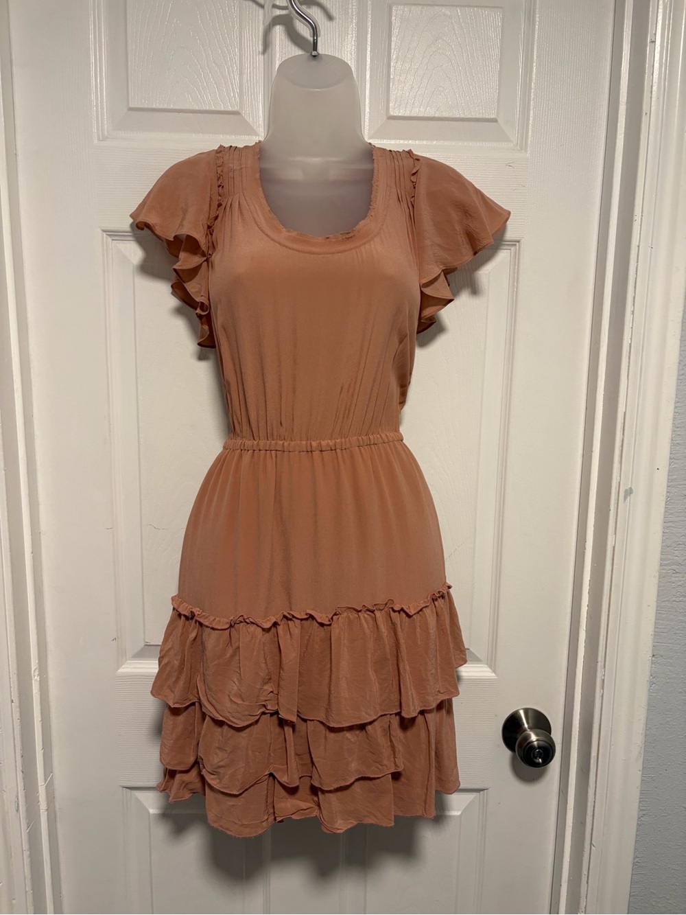 Banana Republic Dusty Peach Ruffle Tiered Mini Dress